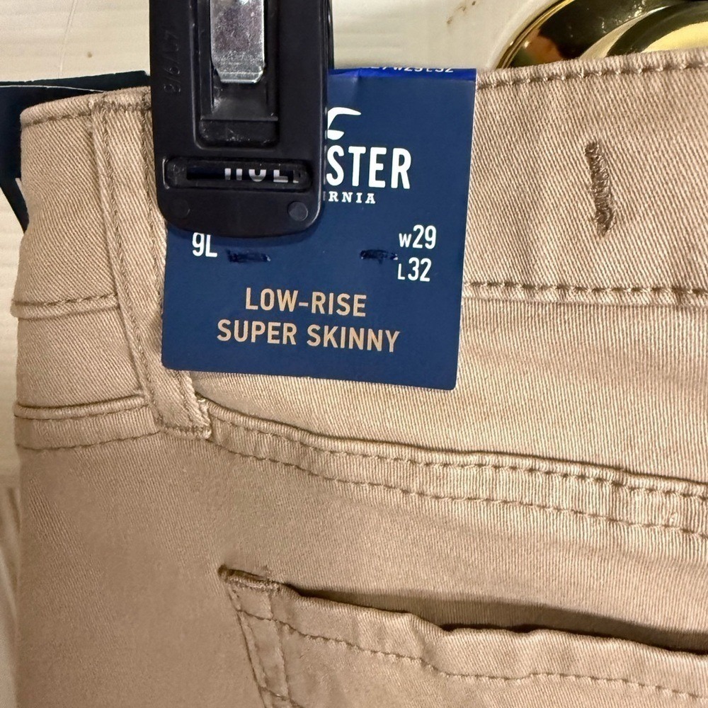 Hollister Low Rise Super Skinny Pants Women 9L W29 L32 Khaki Stretch NWT - Picture 4 of 5